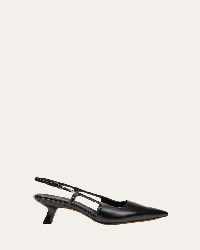 Bianca Leather Kitten Slingback Pumps